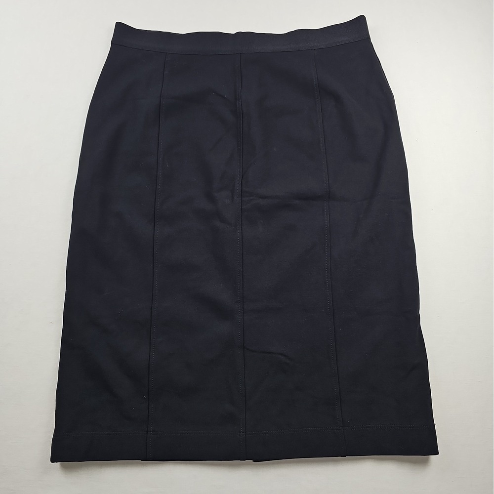 Lark & Ro Women's Stretch Pencil Skirt Knee Length Solid Black Size 12 Slit